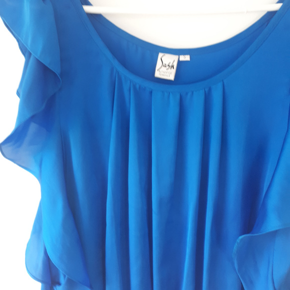 Sash Flutter Sleeve Blouse Sz S - Picture 2 of 6